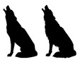 Silhouettes howl a wolf or a dog. Isolated objects, vector illustration