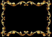 Illustration Background Frame With Vegetable Gold(en) Pattern
