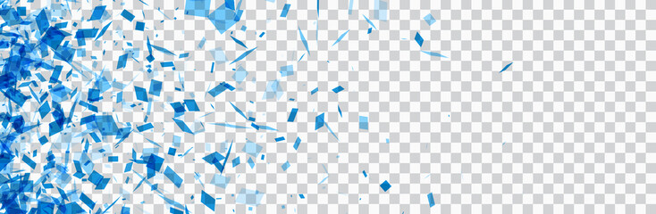 checkered banner with blue confetti.