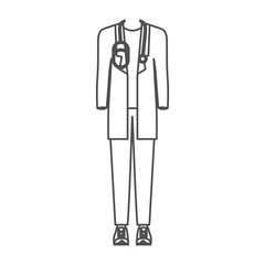 Wall Mural - monochrome silhouette of male doctor clothing vector illustration