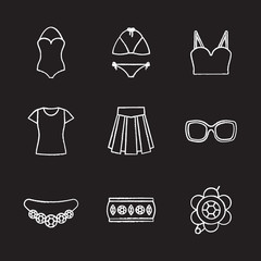 Sticker - Women's accessories chalk icons set