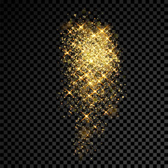 Aufkleber - Gold glitter sparkles and light particles on vector transparent background