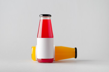 Sticker - Juice Bottle Mock-Up - Two Bottles. Blank Label