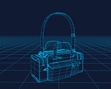 Bag Vector Wireframe, Perspective 3d Technology Vector Illustration.