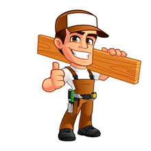 Friendly Carpenter, He Is Dressed In Work Clothes