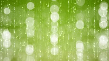 Wall Mural - abstract bokeh on green background. moving lights particles. computer generated seamless loop.