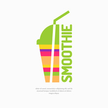 Vector Illustration Of A Smoothie, With A Glass And A Straw