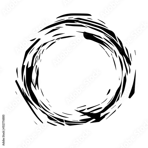 Abstract Grunge Round Frame Black Paint Splashes Dynamic Torn