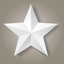 Vector Realistic Paper Star On Grey Background