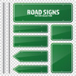 Road green traffic sign. Blank board with place for text.Mockup. Isolated information sign. Direction. Vector illustration.