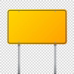 Wall Mural - road yellow traffic sign. blank board with place for text.mockup. isolated information sign. directi