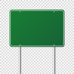Wall Mural - road green traffic sign. blank board with place for text.mockup. isolated information sign. directio