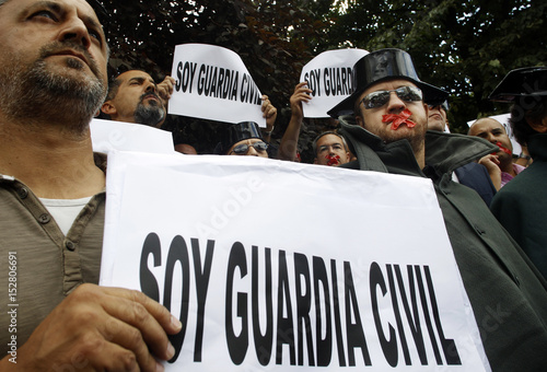 Spanish Civil Guards Hold Signs That Read I M A Civil Guard