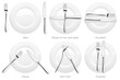 dining etiquette. Signs for the waiter, location of cutlery in different situations
