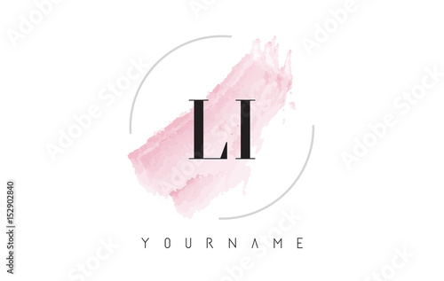 Fotografía LI L I Watercolor Letter Logo Design with Circular Brush Pattern.