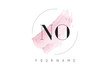 © ankreative - NO N O Watercolor Letter Logo Design with Circular Brush Pattern.