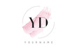 © ankreative - YD Y D Watercolor Letter Logo Design with Circular Brush Pattern.