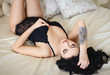© Petrov Denis - Beautiful girl in a sexy dark lingerie