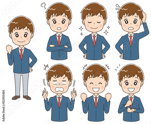 男子高校生のイラスト セット 全身 Stock Vector Adobe Stock