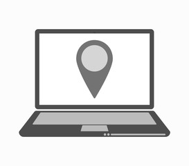 Sticker - Isolated line art laptop with a map mark