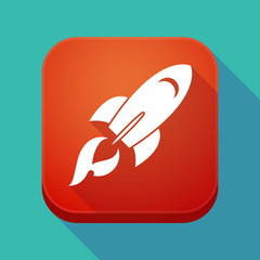 Long shadow app icon with a rocket