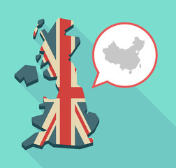 Wall Mural - Long shadow UK map with  a map of China