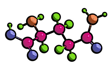 Sticker - Molecular structure of L - glutamine