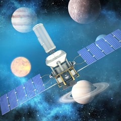 Wall Mural - composite image of 3d image of modern power solar satellite