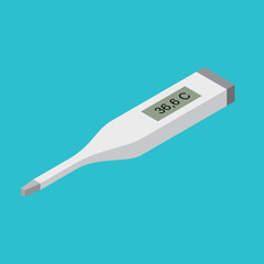 Sticker - Digital Thermometer Medical Instrument Isometric View. Vector