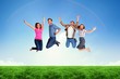 © vectorfusionart - Composite image of full length of friends jumping