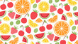 © Barbara Marini - Colorful vector summer seamless pattern with fruits illustration isolated on white background