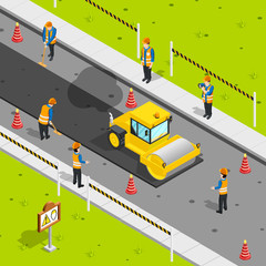 Sticker - Asphalt Laying Isometric Composition