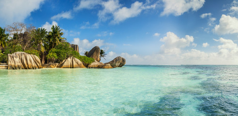 Wall Mural - Beautiful beach of Seychelles, island La Digue, Anse Source d'Argent