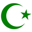 symbol of Islam, crescent and star dark green