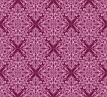 Seamless Pink Damask Pattern On A Dark Background.