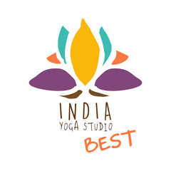 Canvas Print - India yoga studio, best logo. Colorful hand drawn vector illustration