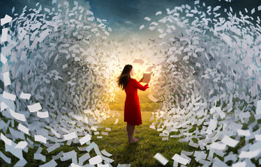 Wall Mural - Tidal wave of book pages