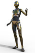© Veronika - 3d render of a metal female robot isolated
