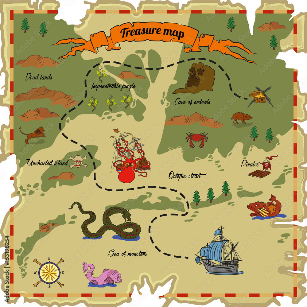 Treasure map Stock Vector | Adobe Stock