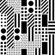© creatorsclub - Decorative geometric shapes tiling. Monochrome irregular pattern.  Abstract black and white background. Artistic ornamental lattice