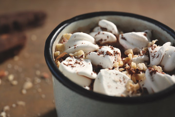 Poster - Cup of hot cocoa with marshmallows, closeup