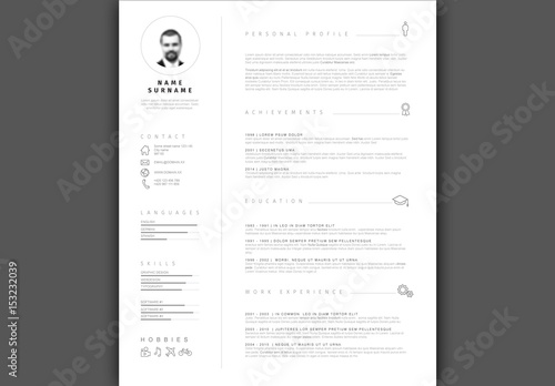 Gray And White Minimalist Resume Layout Buy This Stock