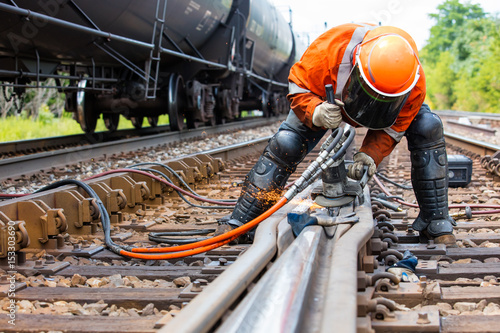 Fotografía Railroad track welder