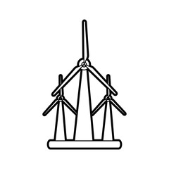 Poster - sketch silhouette image wind turbine eolic energy vector illustration