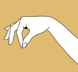 Contour of woman's hand palm down with pinch fingers
