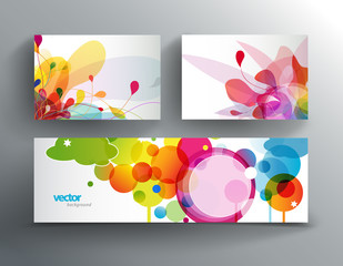 Wall Mural - set of abstract colorful cards and web banner.