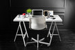 © fotofabrika - Office leather desk table with computer, supplies