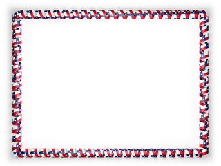 Frame and border of ribbon with the state Texas flag, USA. 3d illustration