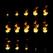 Ignition and fading fire trap animation sprite sheet cartoon vector set