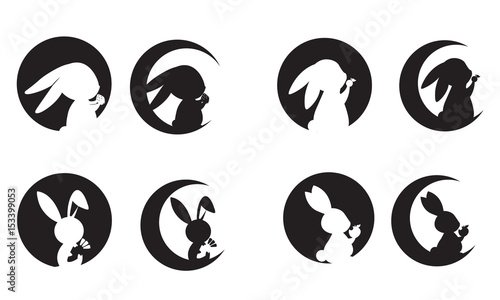 Rabbit In The Moon Logo Design Stock Vector Adobe Stock Rabbit In The Moon Logo Design Stock Vector Adobe Stock